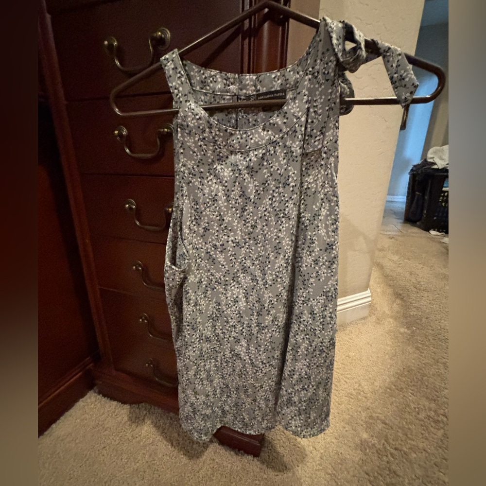 Adrianna Papell soft blue floral day dress